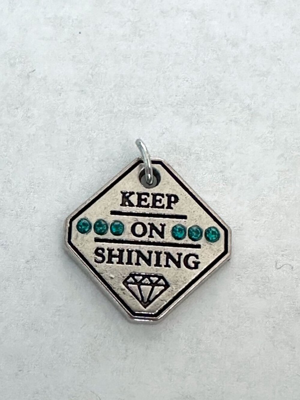 Effy "Keep On Shining" Silver Tone Charm Green Crystals for Necklace or Bracelet